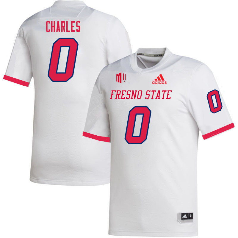 Men #0 Charlotin Charles Fresno State Bulldogs College Football Jerseys Sale-White - Click Image to Close